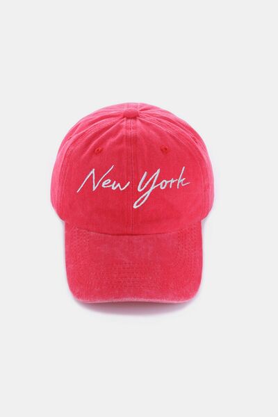 Zenana Washed Embroidered City Baseball Cap - Munsieur