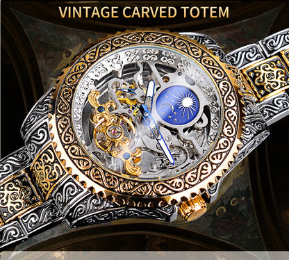 Skeleton Carved Tourbillon Mechanical Watches Luxury Men's Wrist-watch