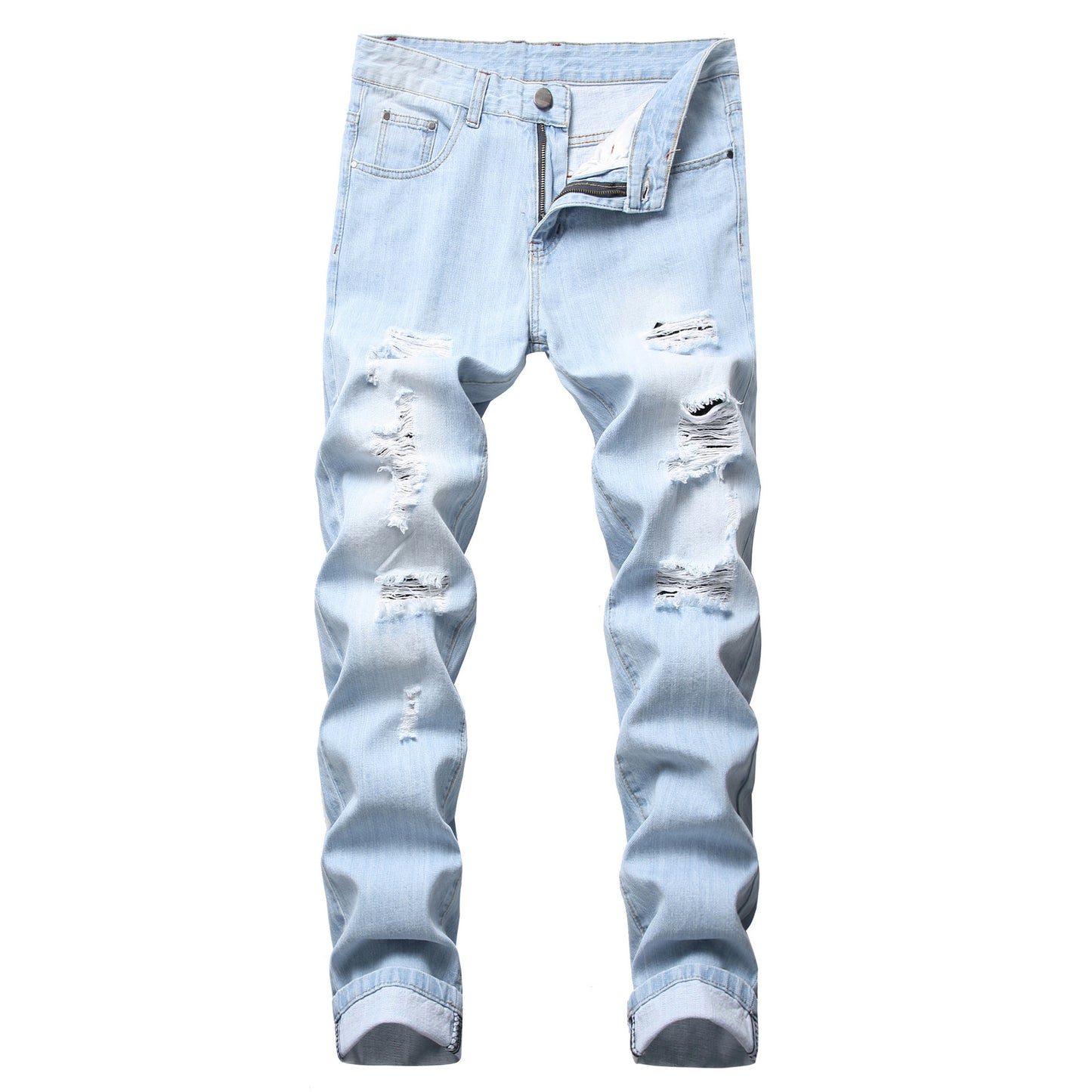 Men's Ripped Pants Fashion Slim-fit Trendy Straight-Leg Men's Pants - Munsieur
