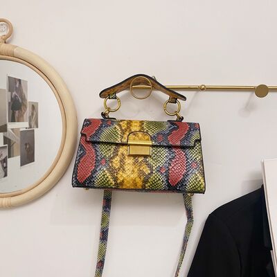 PU Leather Snakeskin Print Crossbody Bag - Munsieur