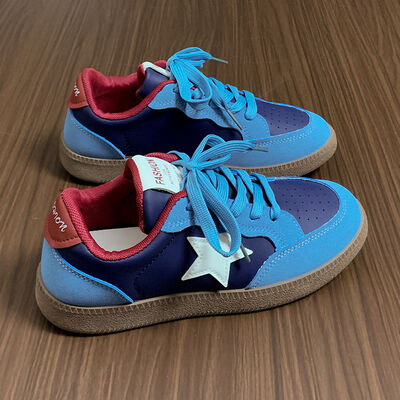 Contrast Star Lace-Up Athletic Sneakers - Munsieur