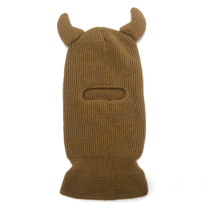 Halloween Wool Hat Mask Horn Single Hole