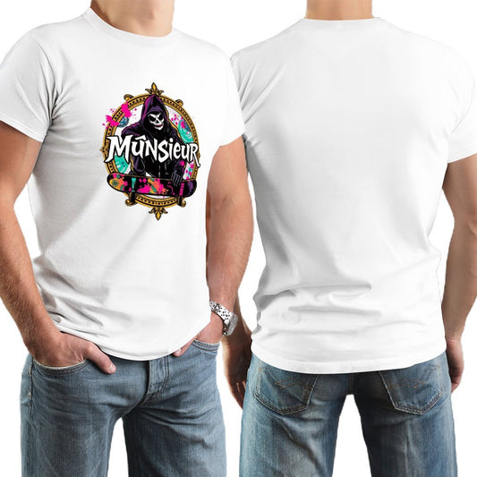 Munsieur New Skool Tee for Men – Skull Skateboard Graphic Tee