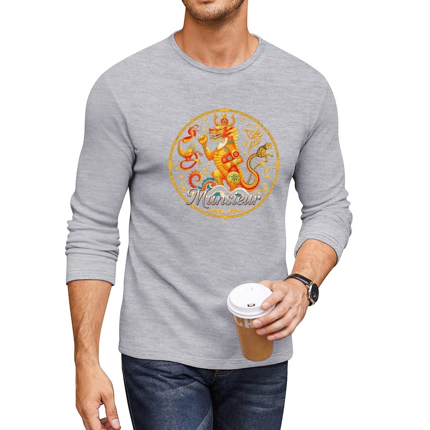 Munsieur Long Sleeve Tee for Men: Luxe Fabric, Tailored Fit - Munsieur