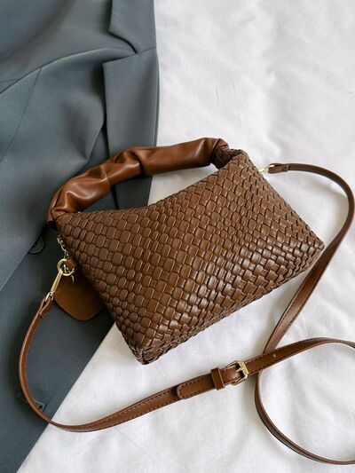 PU Leather Woven Crossbody Bag - Munsieur