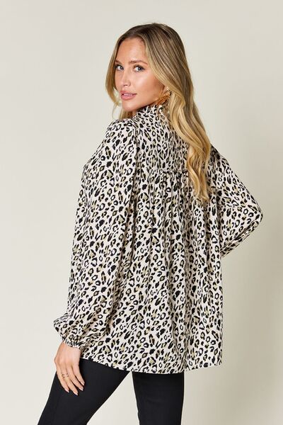Double Take Full Size Leopard Long Sleeve Blouse - Munsieur
