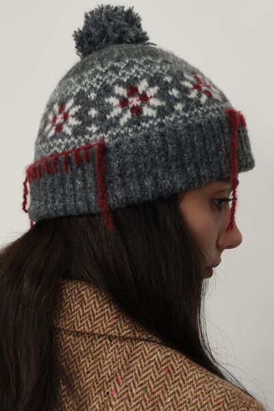 Seam Trim Geometric Knit Hat - Munsieur