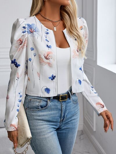 Printed Zip Up Long Sleeve Jacket - Munsieur