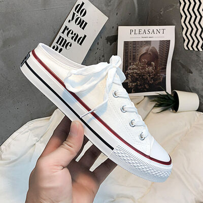 Round Toe Lace-Up Canvas Sneakers - Munsieur
