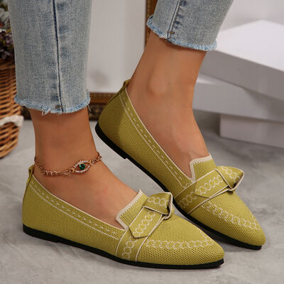 knitted Slip-On Flats with Bow - Munsieur