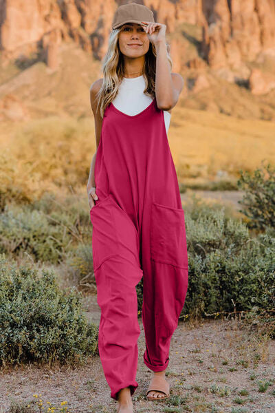Double Take Full Size V-Neck Sleeveless Jumpsuit with Pockets - Munsieur