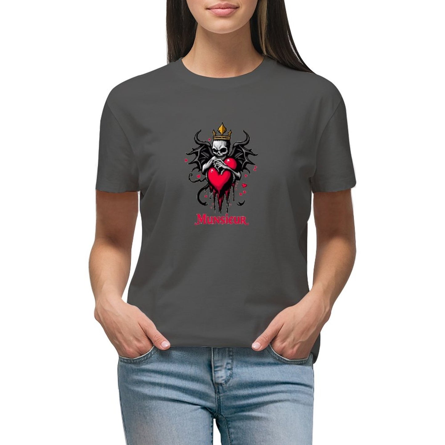 Munsieur Women's T-shirt "Queen" Bleeding Collection for Valentine's Day Embroidered