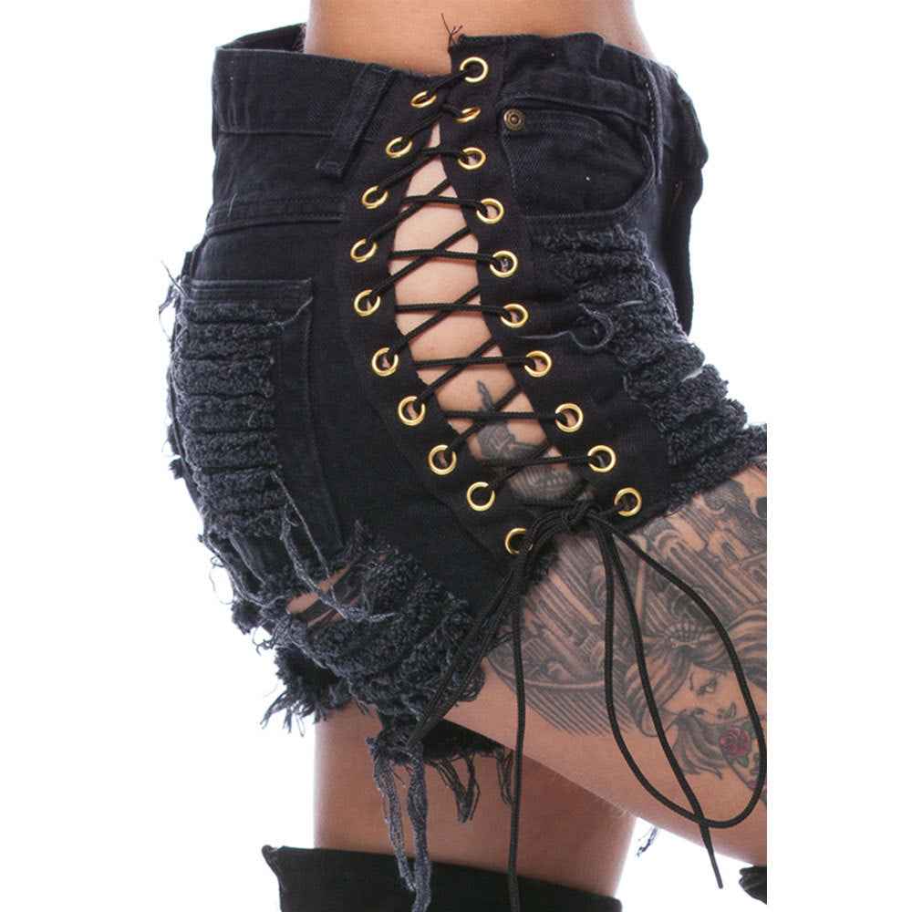 Ripped Bandage Denim Bottoms for Women