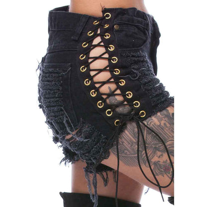 Ripped Bandage Denim Bottoms for Women
