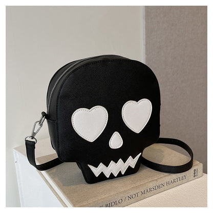 Halloween Skull Shoulder Bag with Love Eyes - Fashion Crossbody Bag
