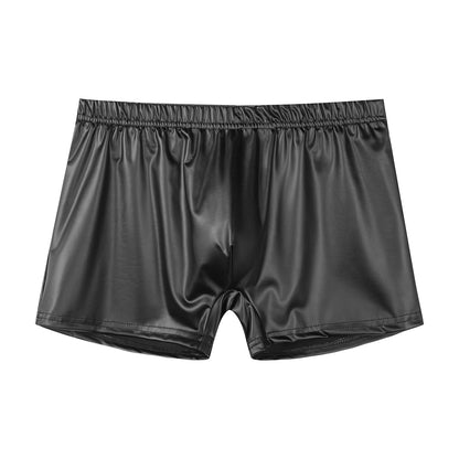 Men's Close-fitting Matte Soft Faux Leather Square Slim Leather Underwear