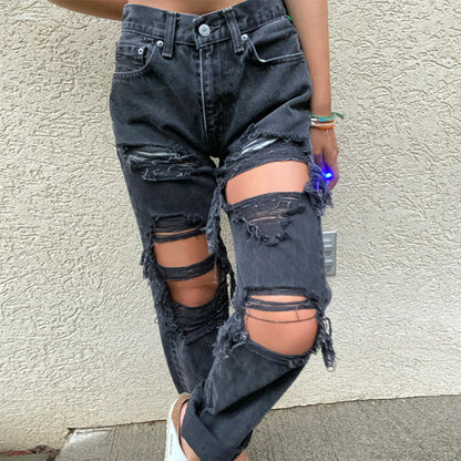 Women's Jeans Ripped Loose Fit