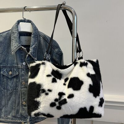 Cow Print Furry Tote Bag - Munsieur