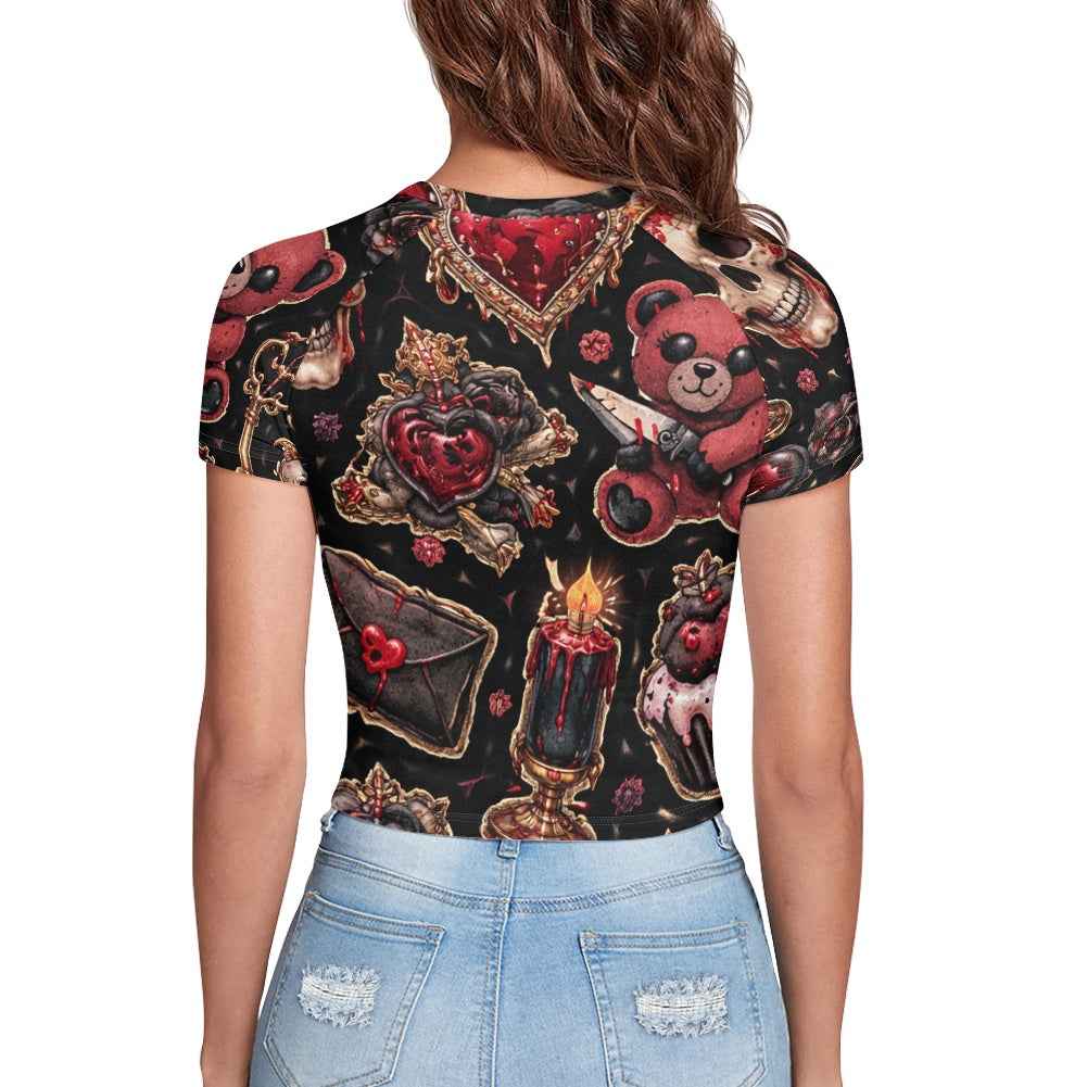 Tight cropped navel-baring T-shirt