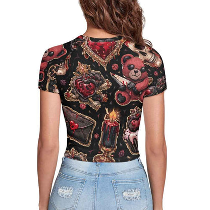 Tight cropped navel-baring T-shirt