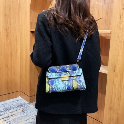 PU Leather Snakeskin Print Crossbody Bag - Munsieur