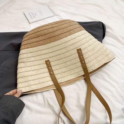 Contrast Straw Braided Handbag - Munsieur