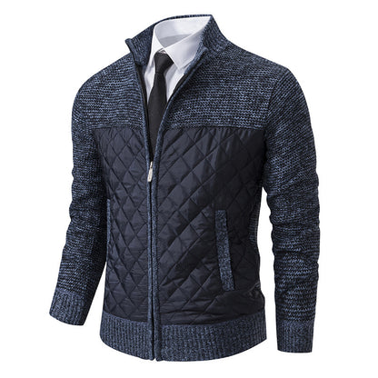 Men's Coat Color Matching Zipped Stand Collar - Munsieur