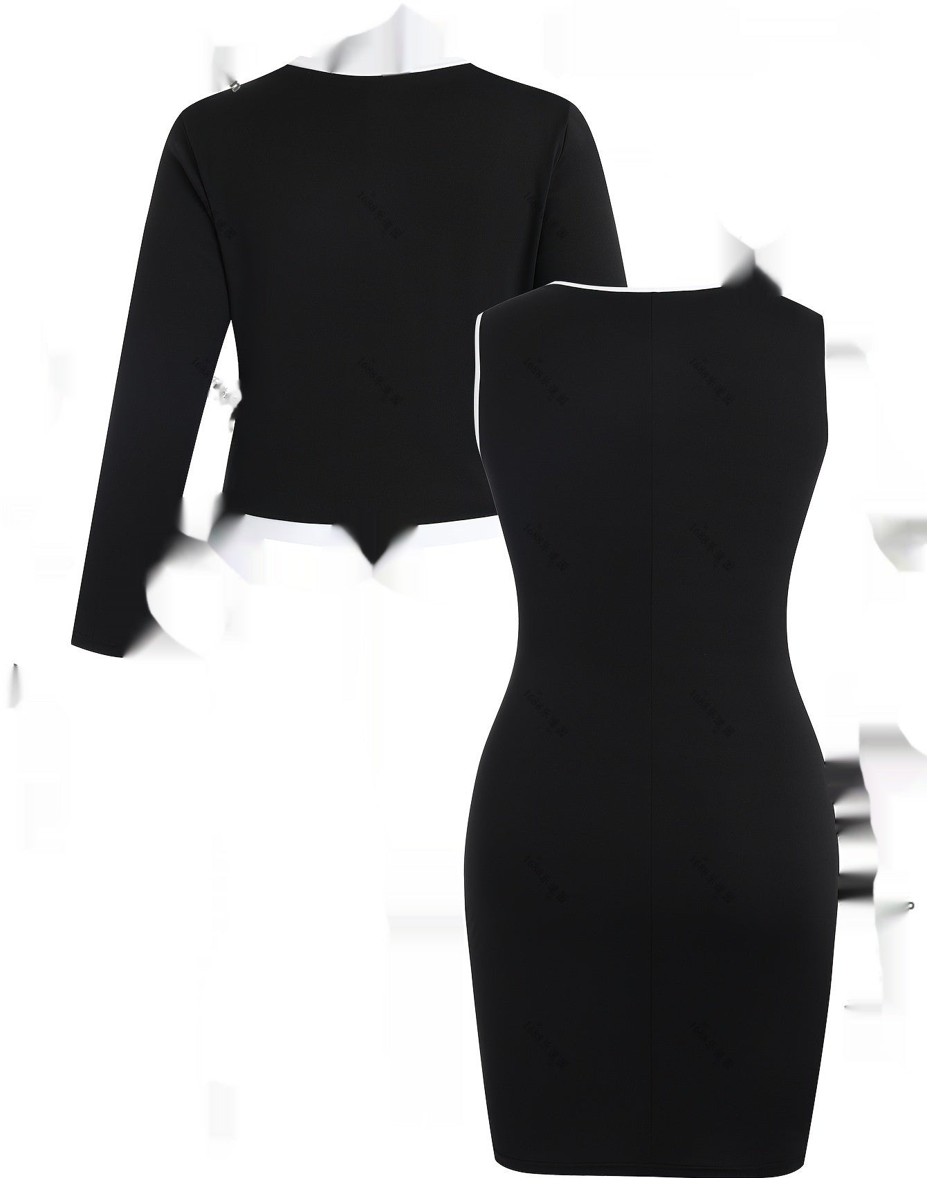 Women's Color Matching Top And Hip Skirt Two-piece Set