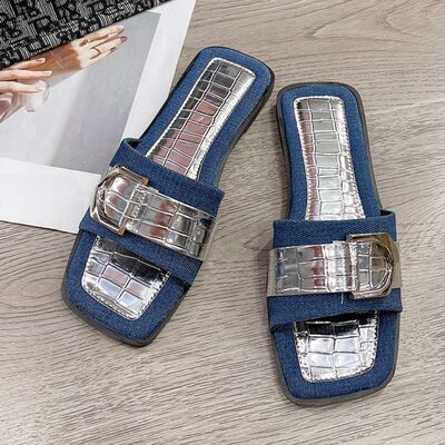 Buckle Trim Open Toe Sandals - Munsieur