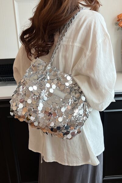 Sequin Braided Strap Shoulder Bag - Munsieur