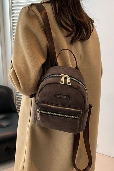 Chic Suede Adjustable Strap Backpack for Everyday Use - Munsieur