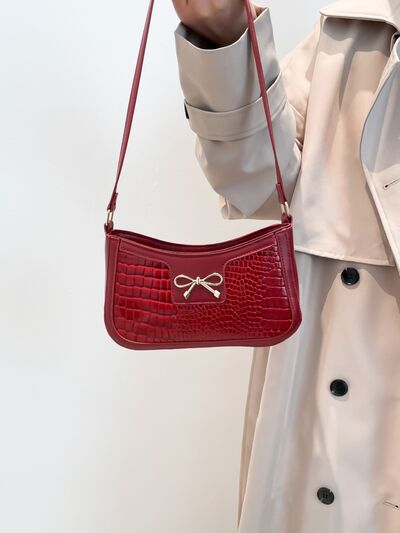 Bow PU Leather Shoulder Bag - Munsieur