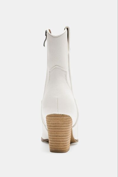 Beast Fashion Faux Leather Block Heel Boots with Side Zippers - Munsieur