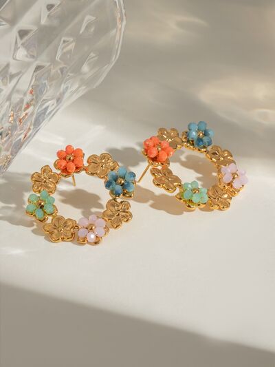 Synthetic Crystal Stainless Flower Earrings - Munsieur