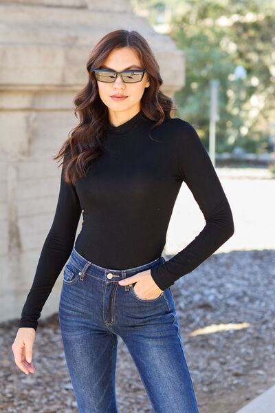 Full Size Mock Neck Long Sleeve Bodysuit - Munsieur