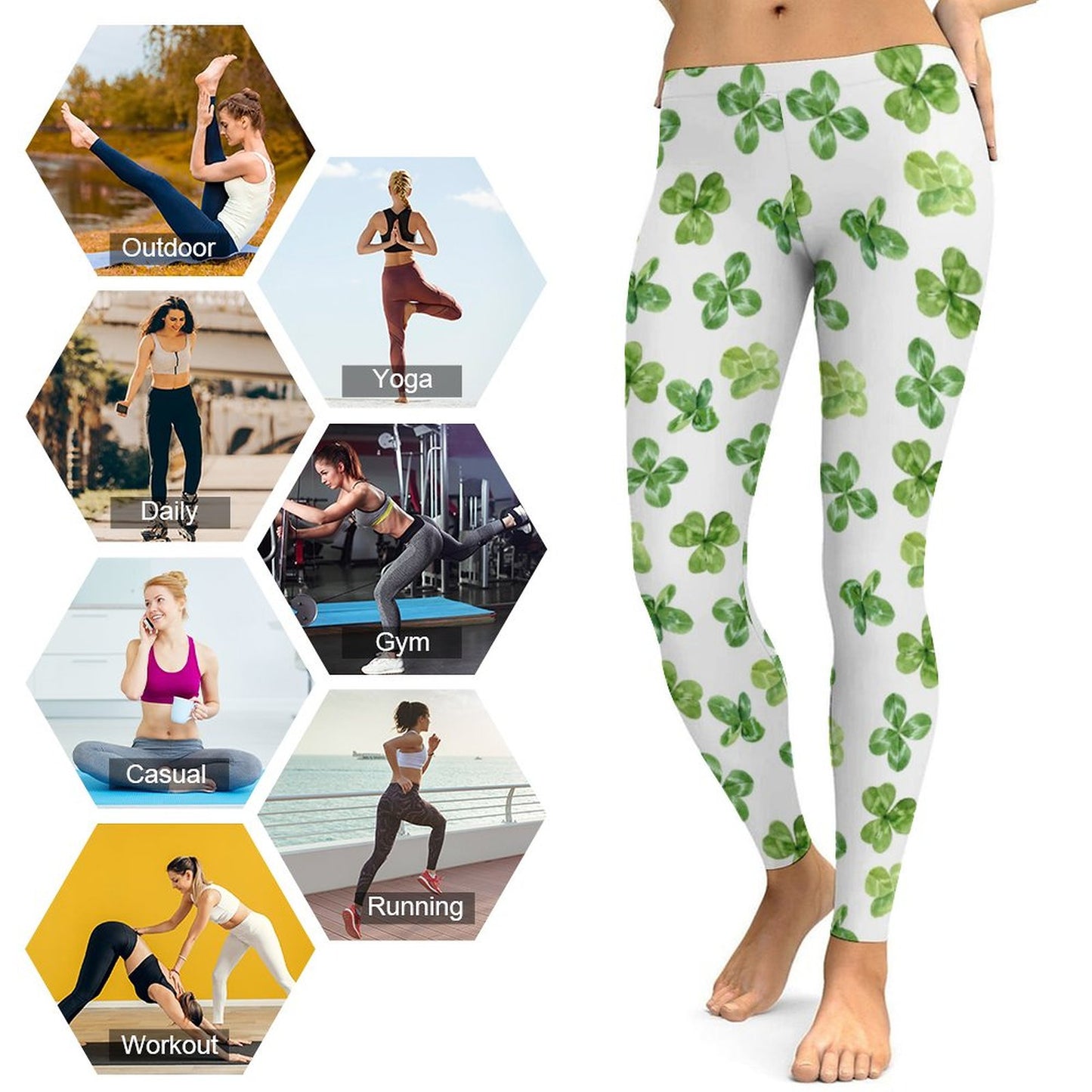 Munsieur St. Patrick's Day Collection Shamrock Leggings for Women