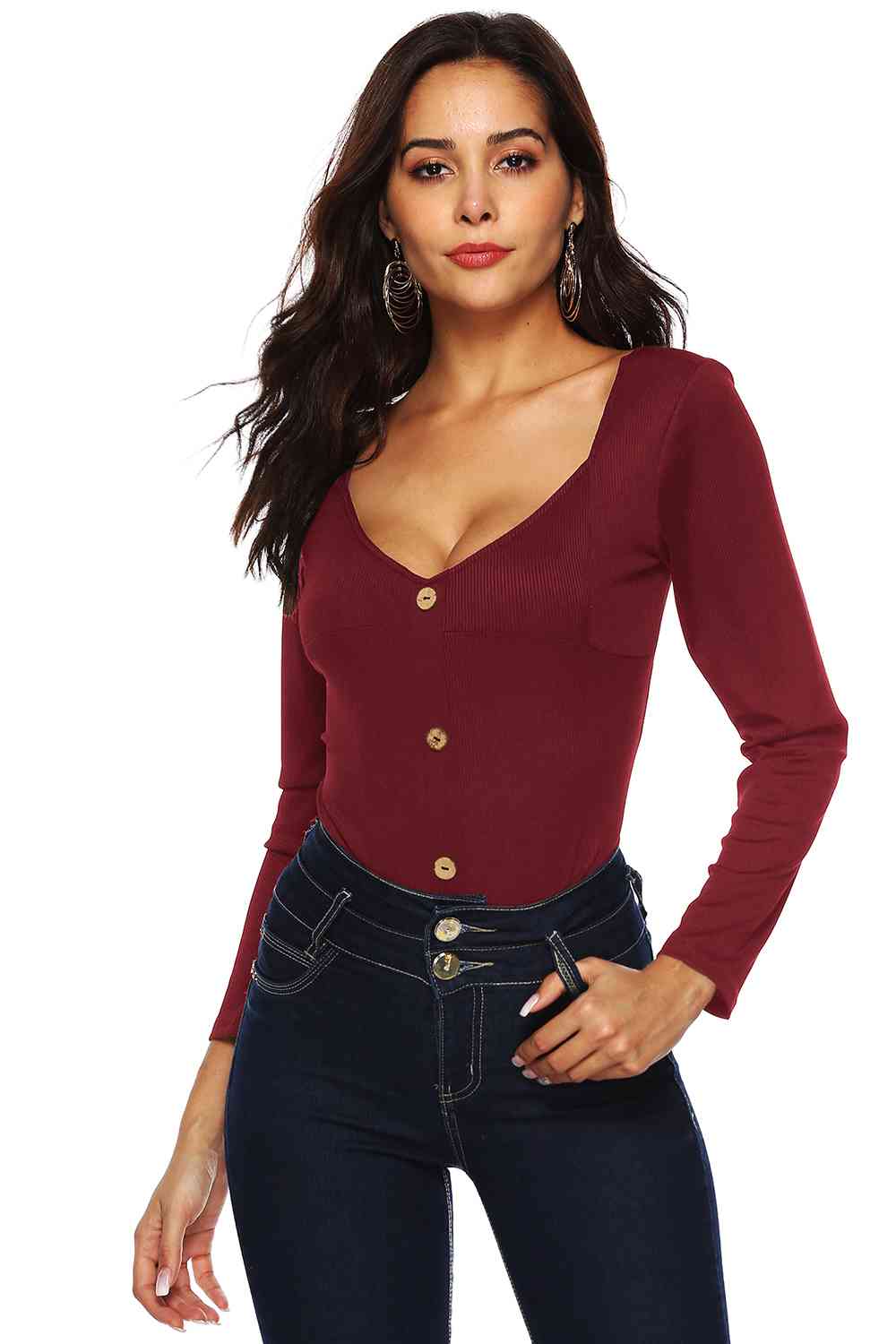 Button Detail Bodysuit - Munsieur