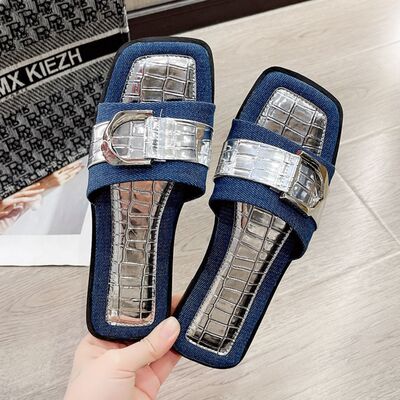 Buckle Trim Open Toe Sandals - Munsieur