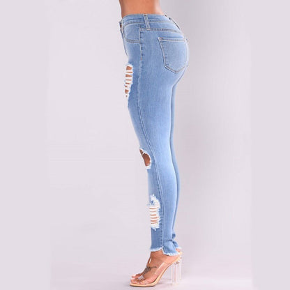 Seluar Jeans Koyak Wanita Baharu yang Selesa
