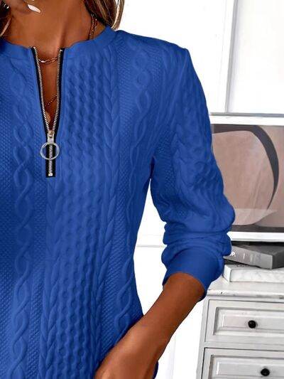 Texture Half Zip Long Sleeve Sweatshirt for Effortless Style - Munsieur