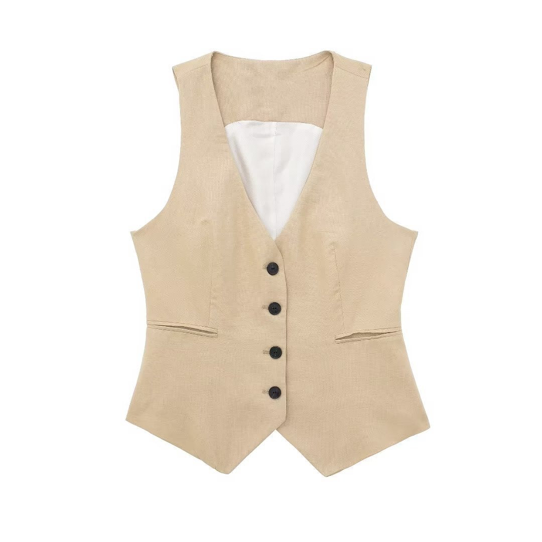 Women's Double Breasted 3pc Jacket + Vest + Straight-leg Suit