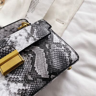 PU Leather Snakeskin Print Crossbody Bag - Munsieur