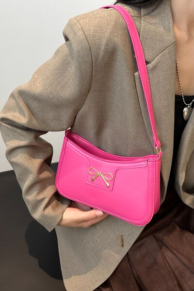 Bow Trim PU Leather Shoulder Bag - Munsieur