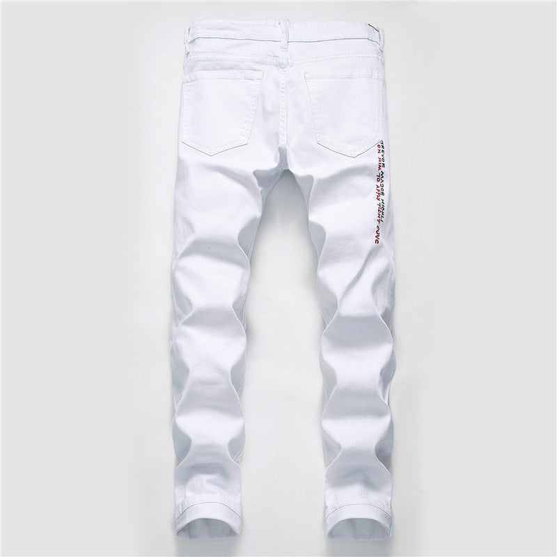 Men's Shredded Embroidery Pants Designer Royalty Style