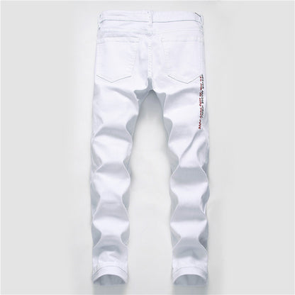Men's Shredded Embroidery Pants Designer Royalty Style