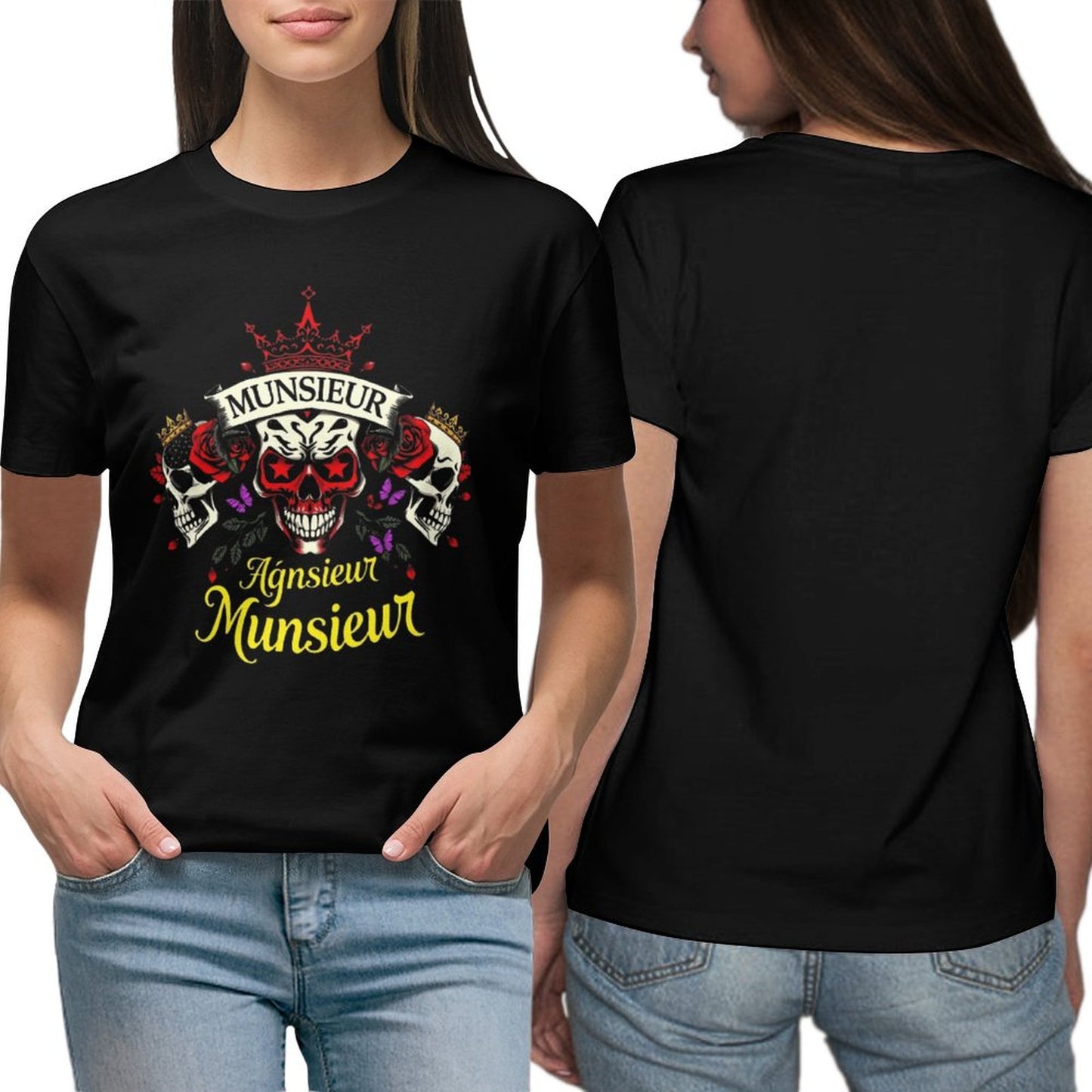 Munsieur Women's Custom T-Shirt "Agnsieur" Streetwear for Her