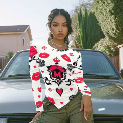 Long-sleeved round neck irregular slim fit bottoming shirt