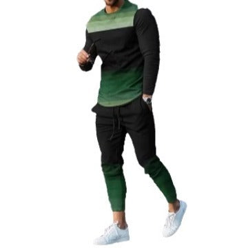 Men's Ethnic Style Printed Long Sleeve Jogger Set - Munsieur