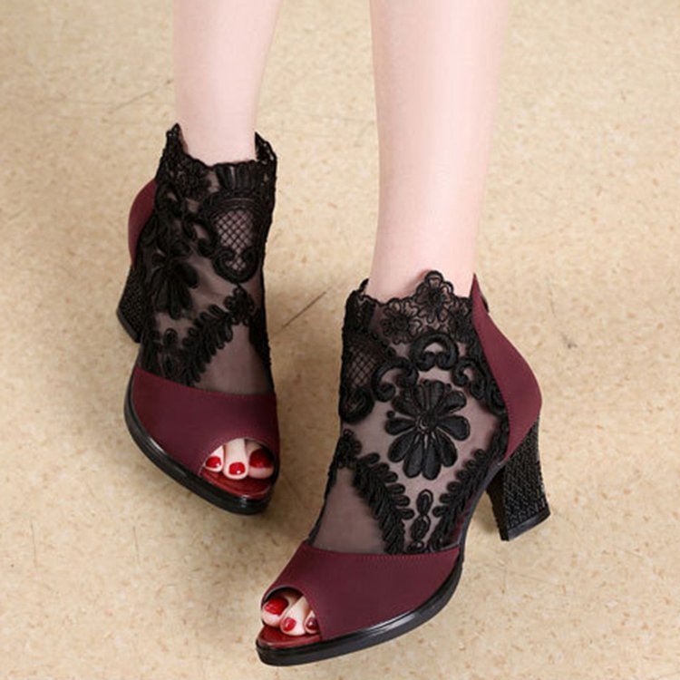Women's Ankle Boots Summer Sexy Flower Plus Size 35-43
