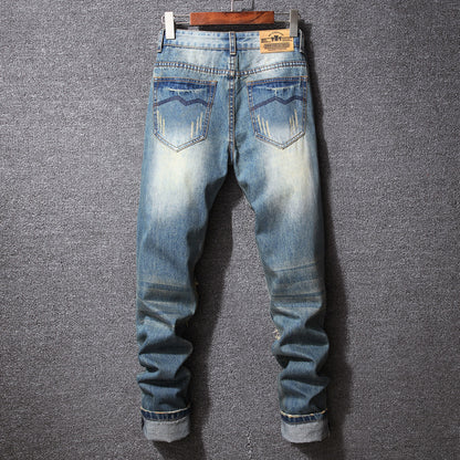 Men's American Style Ripped Designer Brand Pants Casual Loose